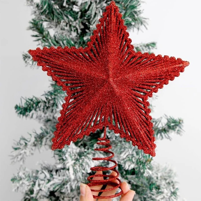 Star Tree Topper - 25 سنتيمتر الأحمر بريق شجرة عيد