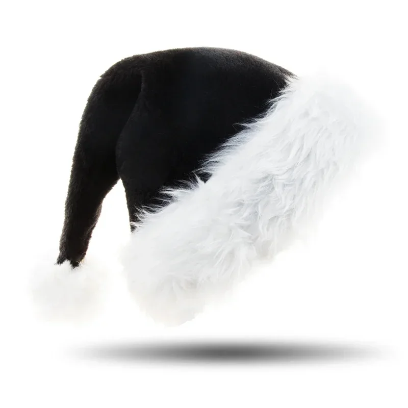 Santa Hat Plush - قبعة عيد الميلاد السوداء القطيفة للجنسين