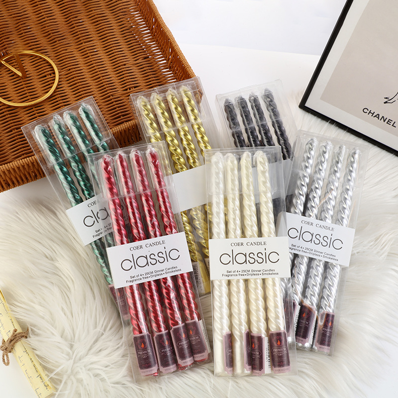 Holiday Candle Set - 4 قطع من شموع الشمعدان الملونة