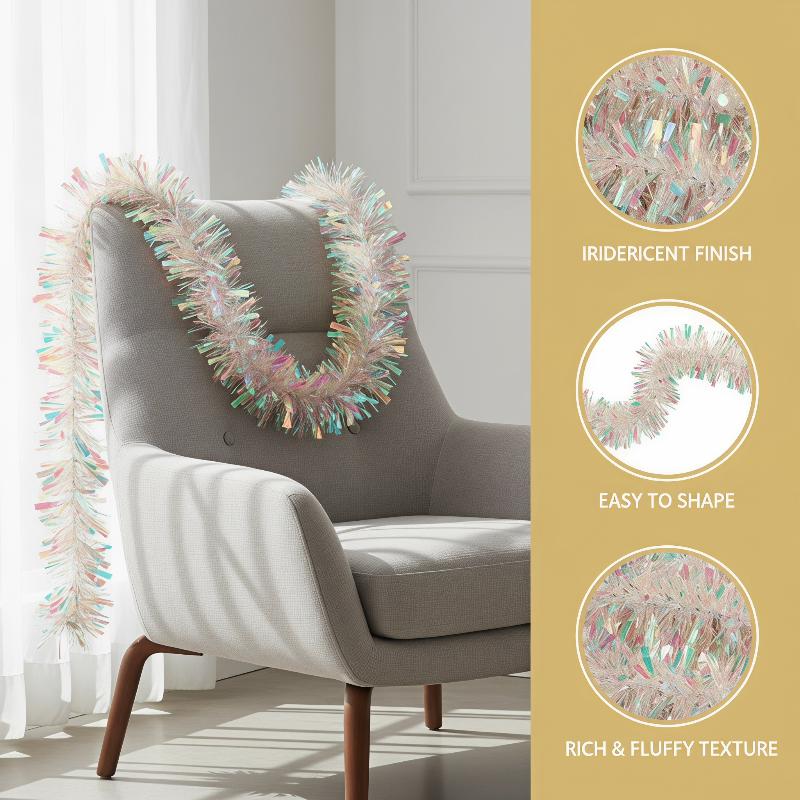 Tinsel Garland Decoration - إكليل من التينسل الأخضر الفاتح اللامع