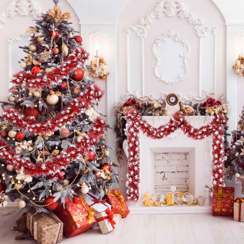 Tinsel Garland Decoration - 1 قطعة عيد الميلاد بهرج ندفة