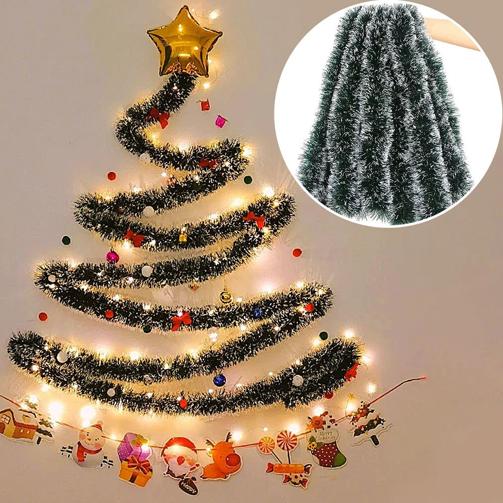 Tinsel Garland Decoration - 1/3/5 قطع شريط زينة معدني أخضر
