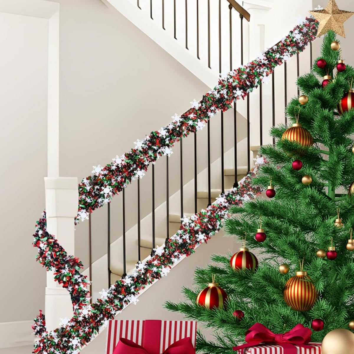 زينة عيد الميلاد المعدنية الخض - مراجعة Tinsel Garland Decoration وسعره