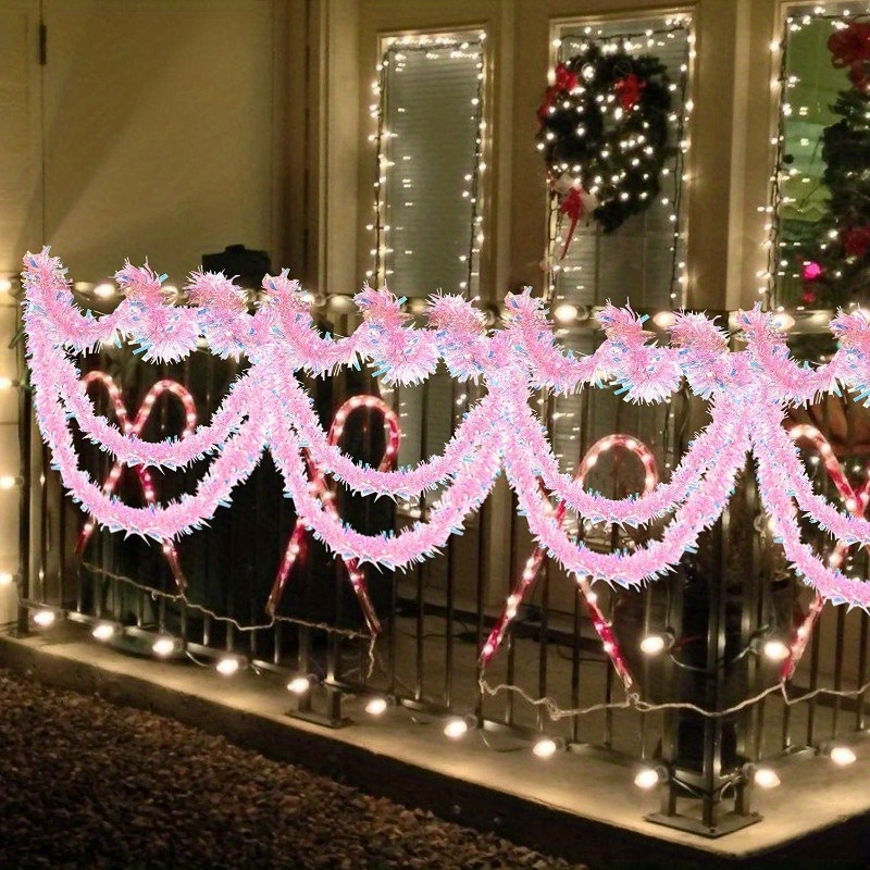 زينة عيد الميلاد الوردية بطول  - مراجعة Tinsel Garland Decoration وسعره