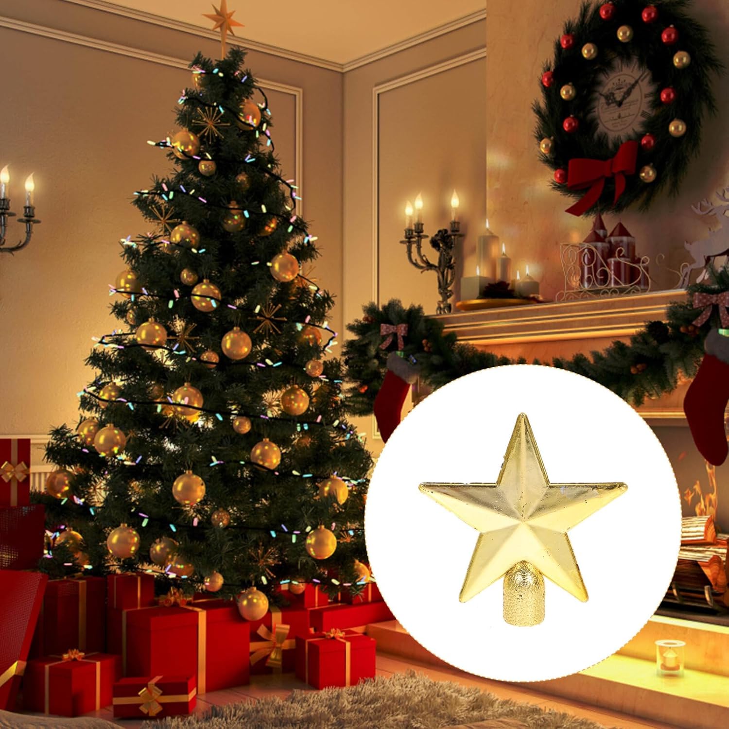 6 سنتيمتر شجرة عيد الميلاد الص - مراجعة Star Tree Topper وسعره