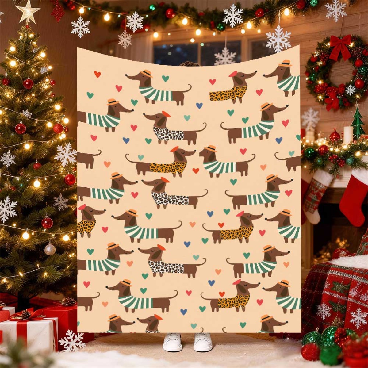 بطانية كلب داشهند لطيفة لعيد ا - مراجعة Christmas Throw Blanket وسعره